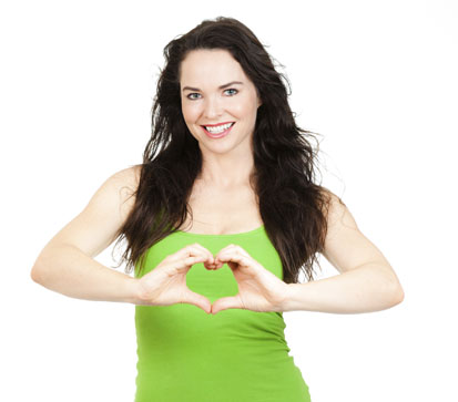 Attractive woman symboling love heart